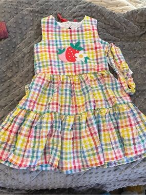 Bonnie Jean Girls Colorful Gingham Strawberry Patch Dress Size 4 NWT